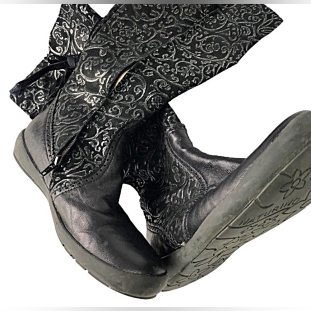 NATURINO -Silver & Black Tall Soft Leather Boots 👢 - Picture 4 of 8